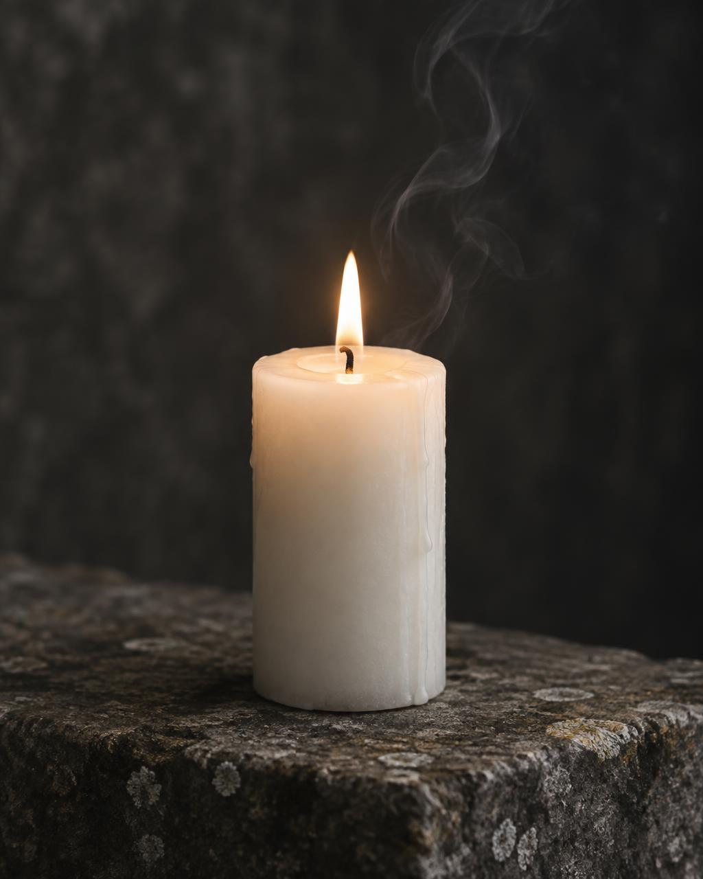 Candela accesa su pietra